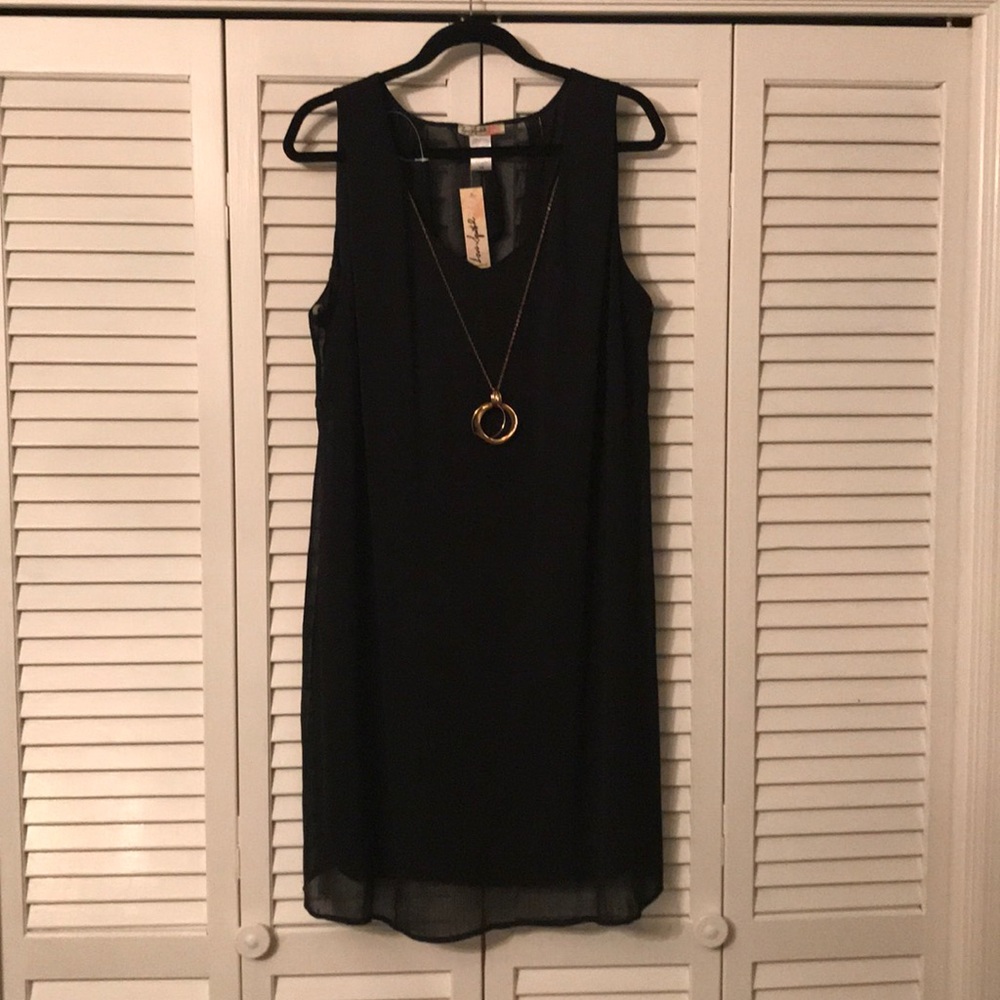 NWT black sheath dress with trane